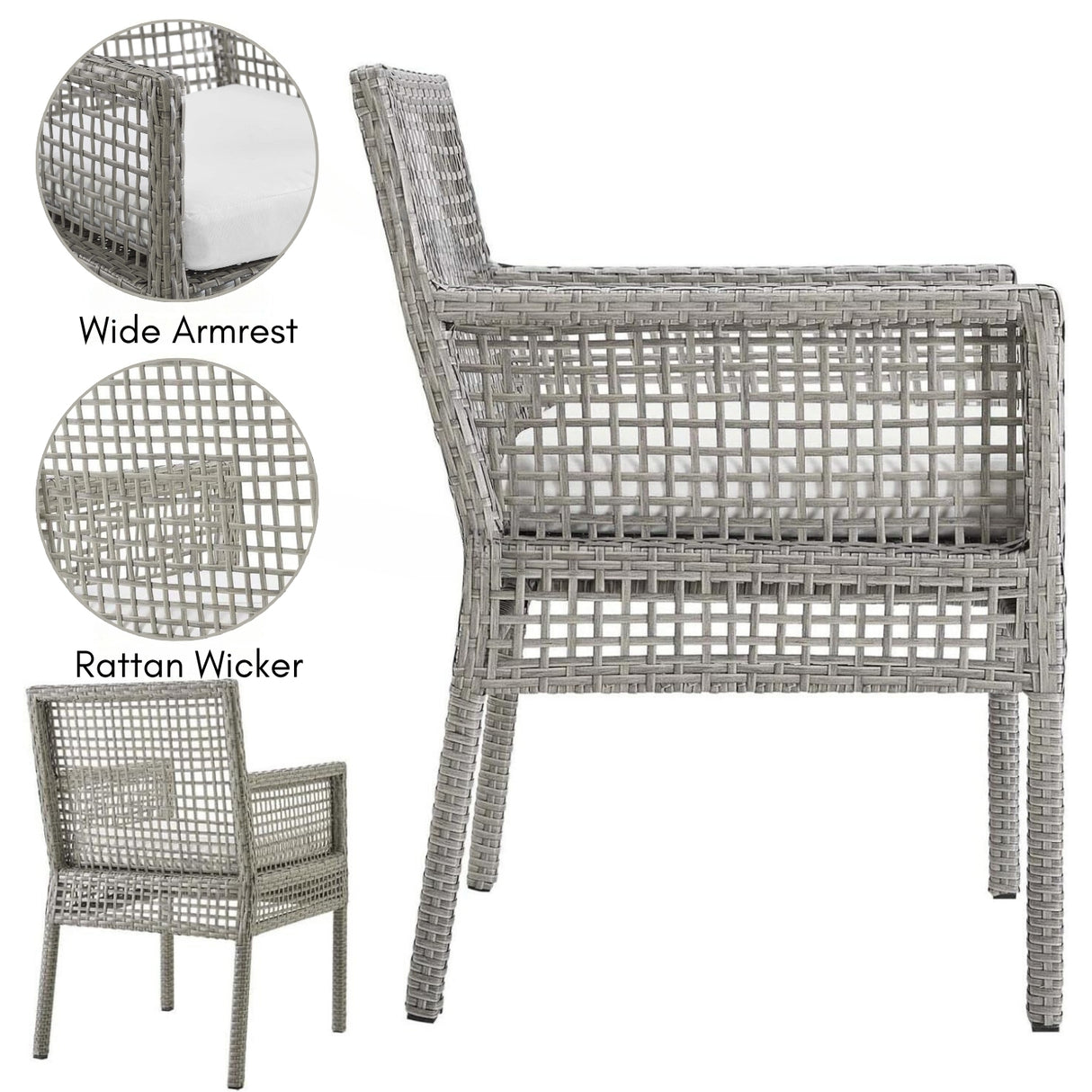 1-Piece Outdoor Rattan Wicker Patio Dining Chair