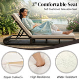 Outdoor Rattan Wicker Single Lounger Chair (Dark Brown & Cream)