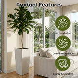 2-Piece Outdoor Rattan Wicker Tall Square Planters (White)