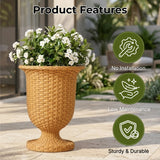 Outdoor Rattan Wicker Urn Planter Set of 3 (Beige)