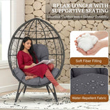 Outdoor Black Rattan Lounge Accent Egg Chair