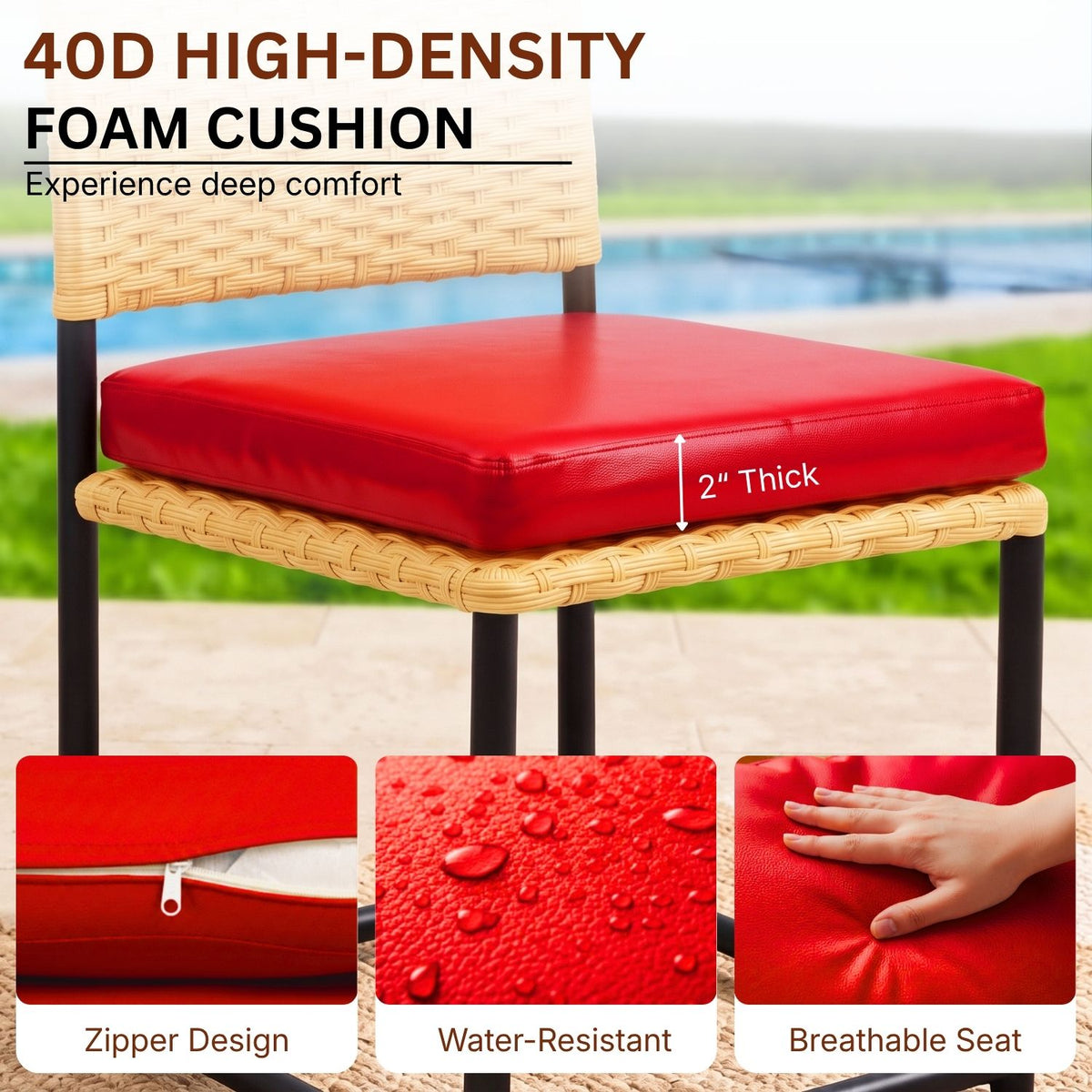 5-Piece Outdoor Wicker Patio Furniture Set (Beige & Red)