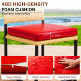5-Piece Outdoor Wicker Patio Furniture Set (Beige & Red)