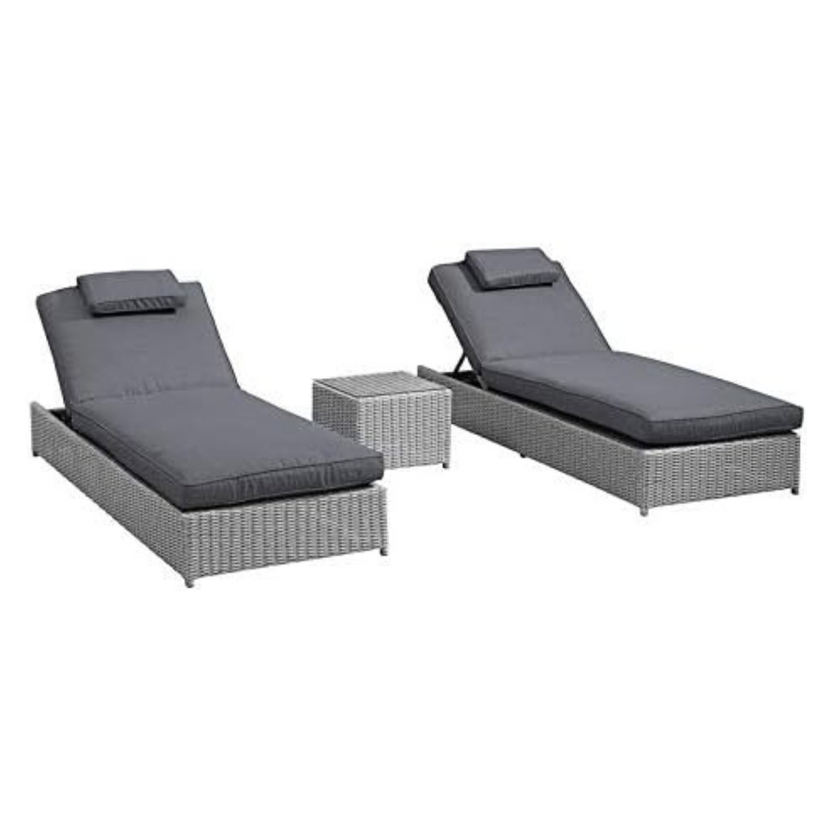Outdoor Wicker Lounge Chairs Set of 2 With Side Table