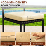 5-Piece Outdoor Wicker Patio Furniture Set (Black & Cream)