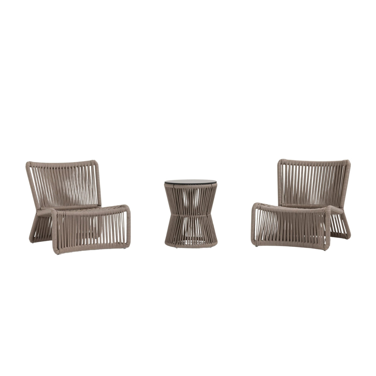 3-Piece Outdoor Beige Rope Patio Set
