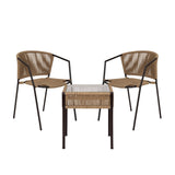 Outdoor Rope 3-Piece Patio Chairs Set (Beige)