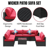 Outdoor Garden Conversation Sofa Set (Black/Red)