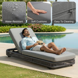 Outdoor Rope Lounger Set of 2 with Adjustable Backrest (Grey)