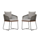 Outdoor Rope 2-Piece Patio Chairs With Wooden Base