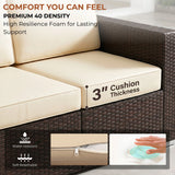 Outdoor 5 Piece HDPE Wicker Conversation Sofa Set