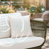 Outdoor Rope 4-Piece Patio Sofa Set with Wooden Legs & Coffee Table