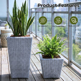 Tall Tapered Set of 6  Outdoor Wicker Planter (Silver Grey)