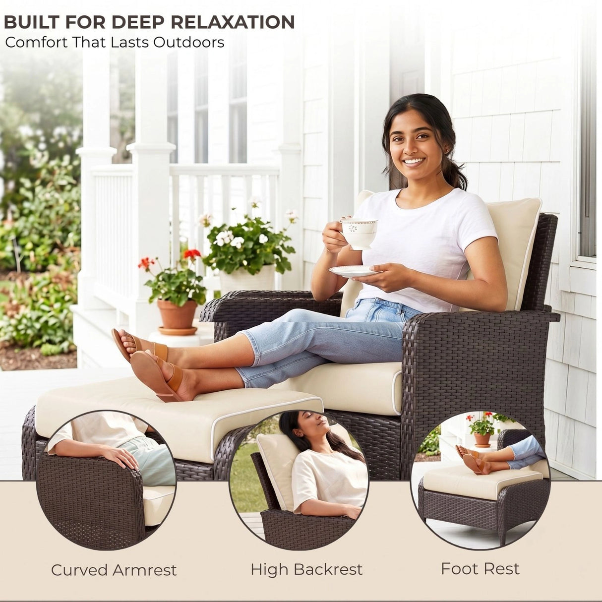 Outdoor 4 Piece Patio Wicker Furniture Set