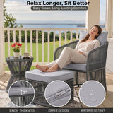 Outdoor 3 Piece Rope Patio Sofa Set (Grey)