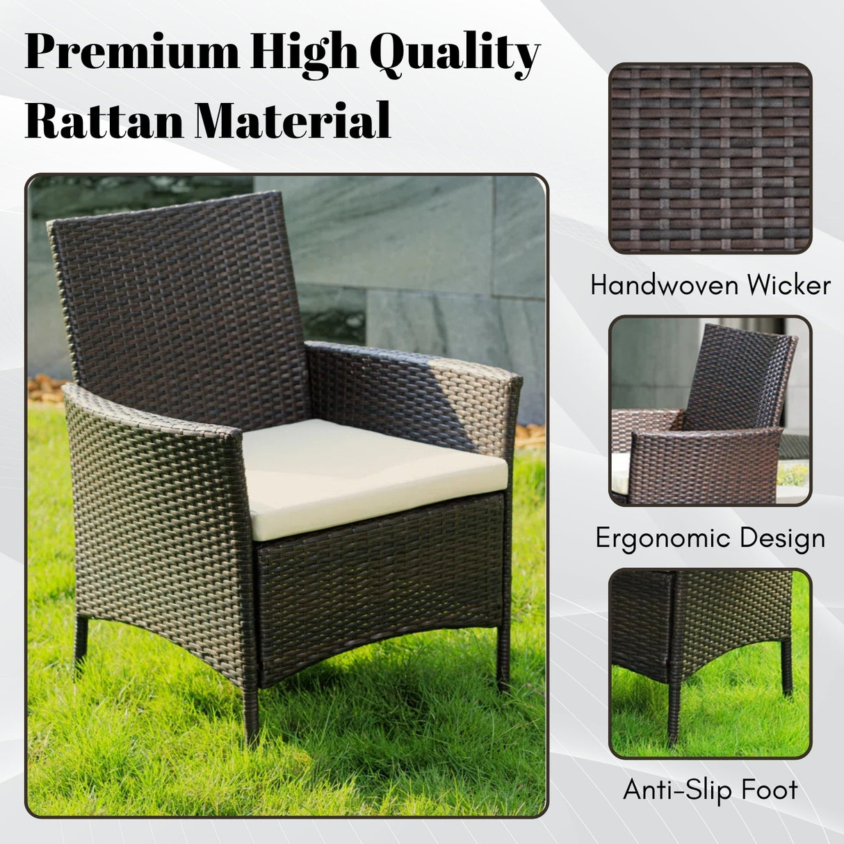 4-Piece Outdoor Rattan Wicker Patio Dining Chairs