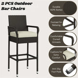 Outdoor Rattan Wicker 2-Piece Bar Chairs