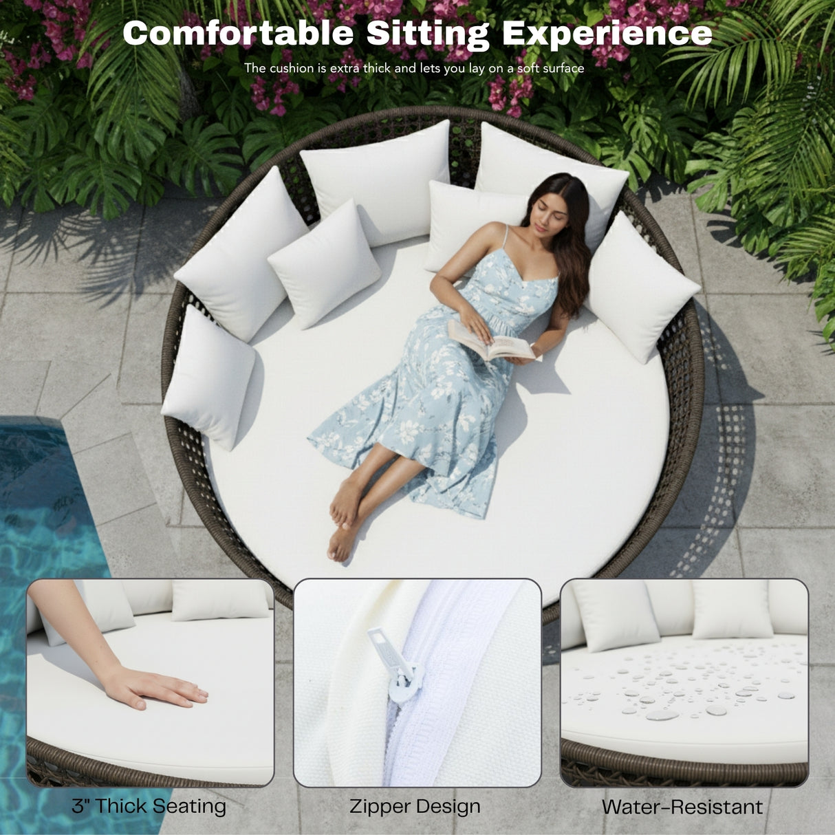 Outdoor Rope Round Patio Daybed Sofa