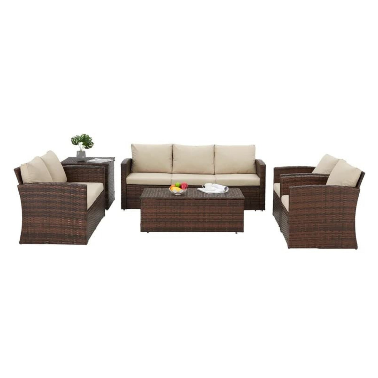 Outdoor 7-Seater Wicker Sectional Sofa Set