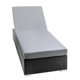 Outdoor All-Weather Rattan Wicker Lounger (Black & Grey)