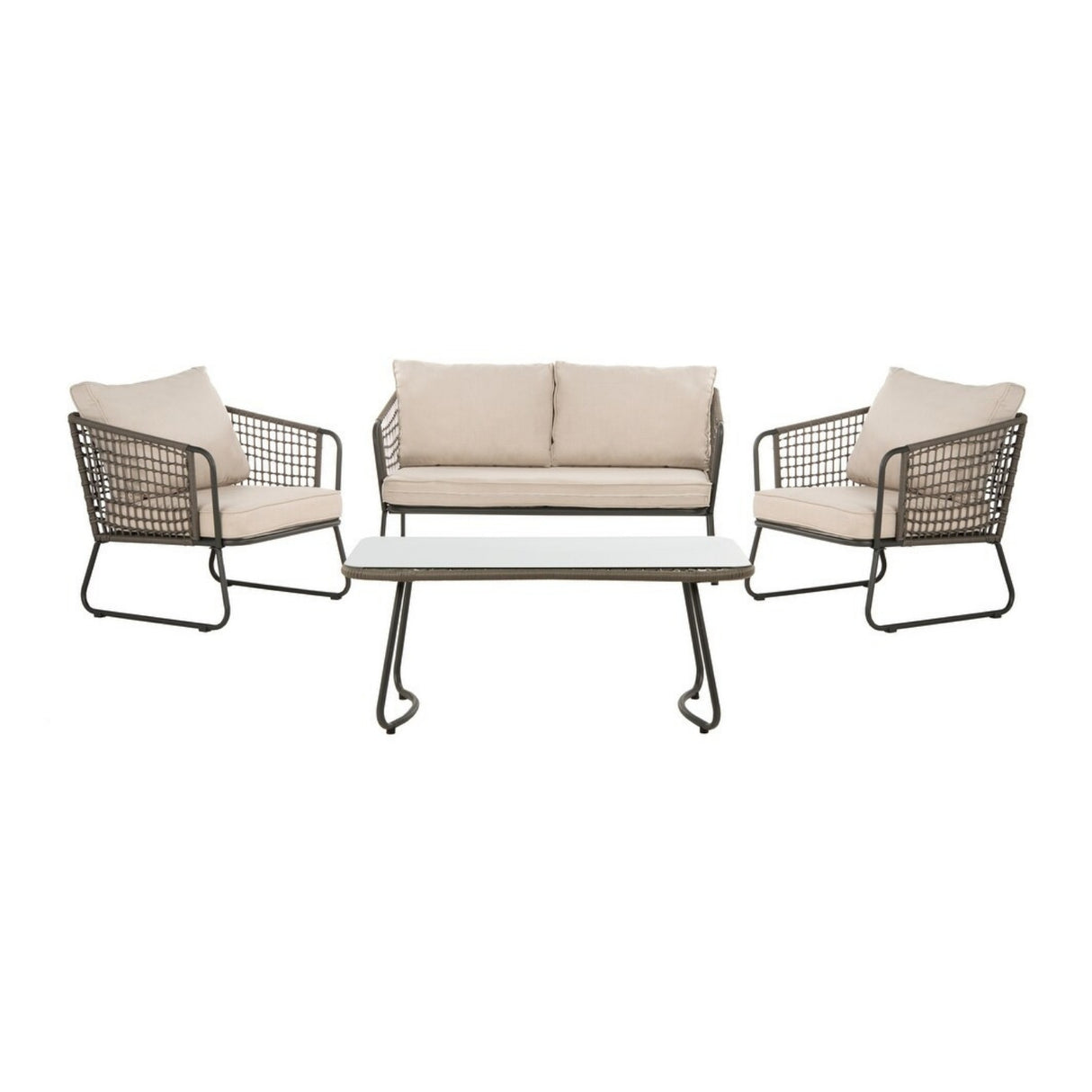 4 Piece Outdoor All-Weather Rope Sofa Set