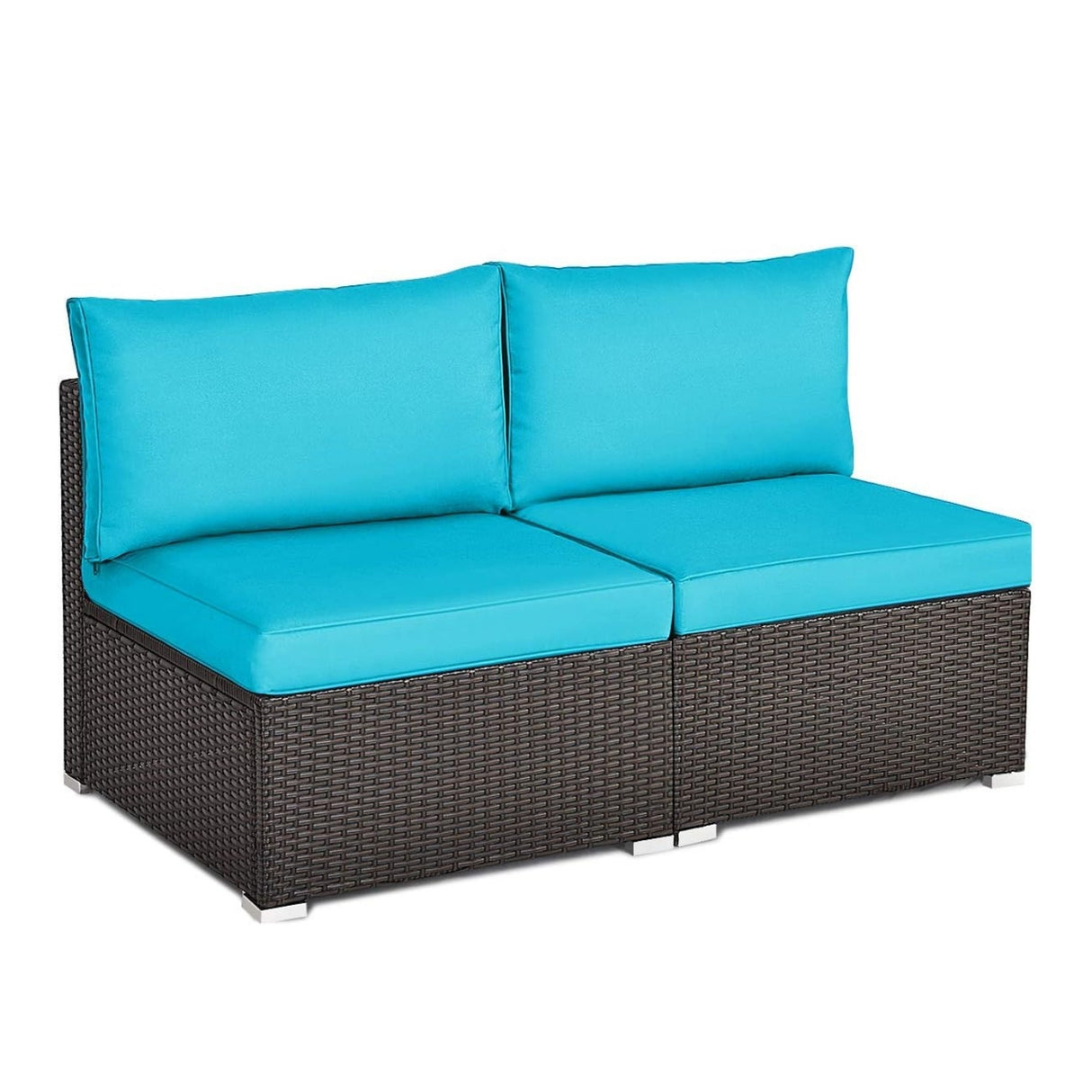 2-Piece Outdoor Wicker Armless Sofa