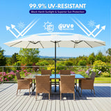 15FT Double-Sided Outdoor Patio Umbrella with Granite Base (White)