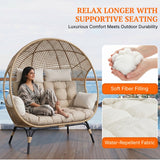 Outdoor Rattan Wicker Double Seater Egg Chair (Beige & Cream)