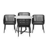 5-Piece Outdoor Patio Dining Set with Rope Chairs & Marble-Top Table