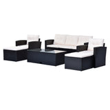 6 Piece Outdoor Conversation Set All Weather Wicker Sectional Sofa
