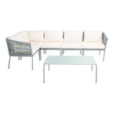 Outdoor Grey Rope L-Shape All Weather Sectional Sofa Set