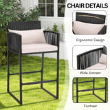 Outdoor Rattan Wicker Bar Set With 2-Tier Table
