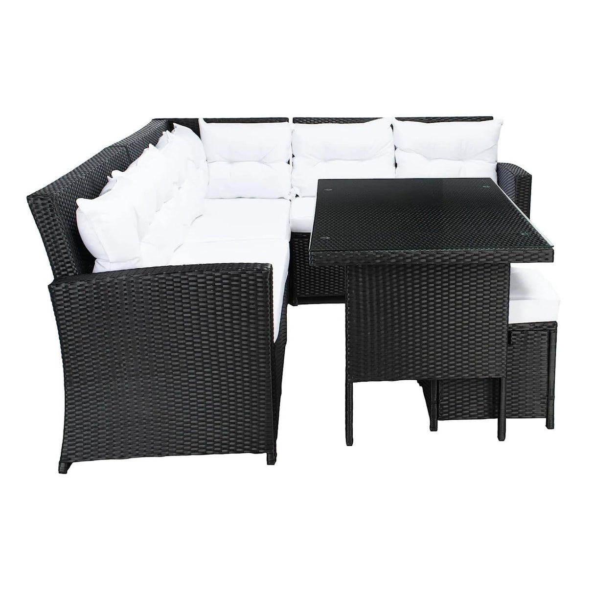 5-Piece Wicker Patio Conversation Set (Black/White)