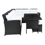 5-Piece Wicker Patio Conversation Set (Black/White)