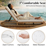 Outdoor Rattan Wicker Single Lounger Chair (Beige & Off-White)