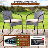3 Piece Outdoor Wicker Patio Furniture Set (Silver & Cream)