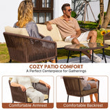 Outdoor 4 Seater Rope Conversation Sofa Set (Brown & Cream)