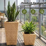 Tall Tapered Set of 6  Outdoor Wicker Planter (Beige)