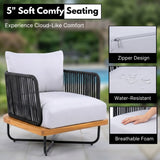 Premium All-Weather Outdoor Rope Sofa Chairs Set (Black & Off-White)
