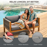 Outdoor Rope 2 Seater Sofa Set with Wooden Center Table