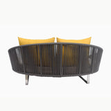 Outdoor Grey Rope Patio Daybed with Comfortable Cream Cushion