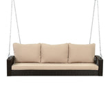 Outdoor Large HDPE Wicker 3-Person Porch Swing