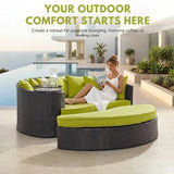 Outdoor Rattan Wicker Daybed (Dark Brown & Green)