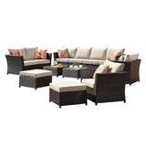 Outdoor Wicker 10 Seater Sectional Sofa Set