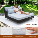 Outdoor Grey Rope Patio Daybed with Comfortable White Cushion