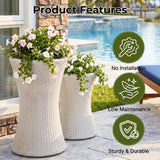 Outdoor Hourglass Design Set of 3 Wicker Planters (White)