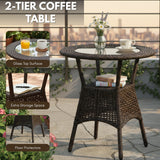 Outdoor Wicker 3-Piece Patio Set with Outdoor Umbrella