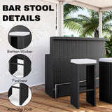 3-Seater Outdoor Rattan Wicker Bar Set