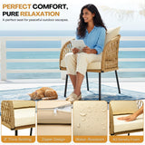Outdoor Rope 4-Seater Sofa Set with Glass Top Table (Beige & Cream)