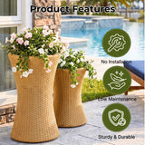 Outdoor Hourglass Design Set of 3 Wicker Planters (Beige)